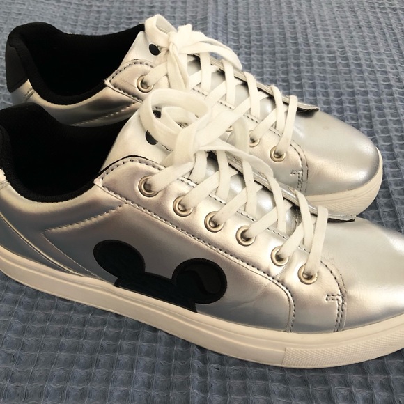 Disney Silver Metallic Sneakers with Black Mouse Ears - Picture 2 of 14